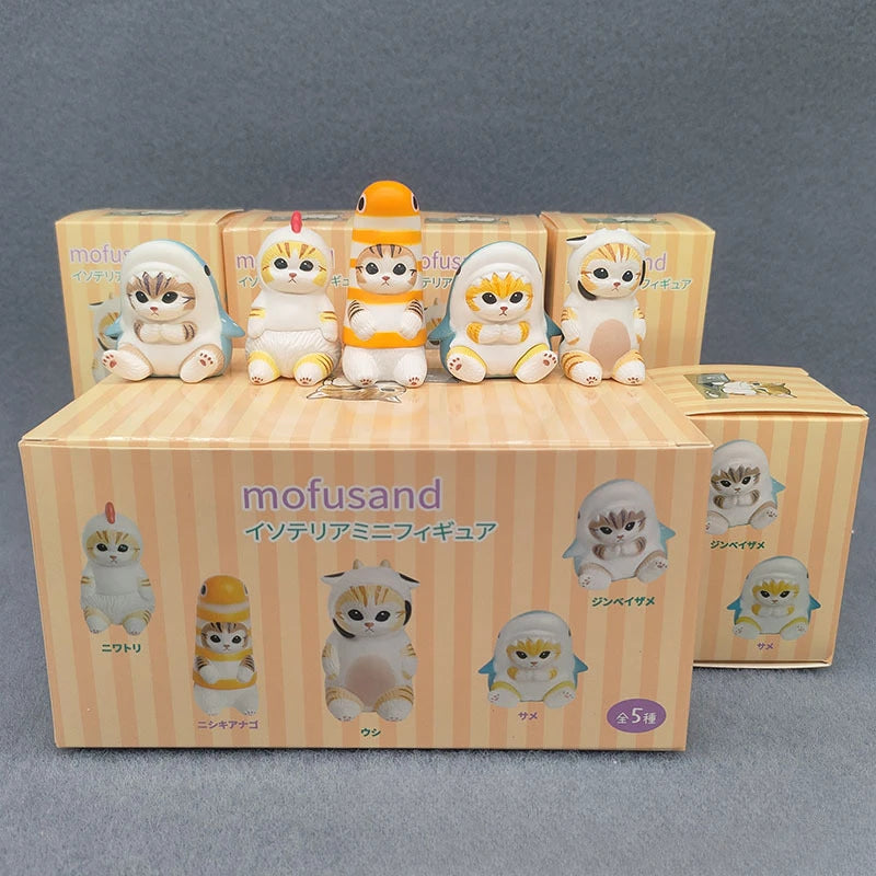 4cm Mofu 猫 サンズ アクションフィギュア コレクションセット 動物ヘッドギア人形 かわいい PVCモデル デスクトップ装飾 工芸品 ギフト おもちゃ