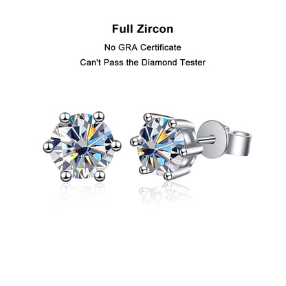 FEOBUR 0.1-2CT Round Moissanite Stud Earrings for Women Classic 925 Sterling Silver Brilliant Lab Created Diamond Earring Man