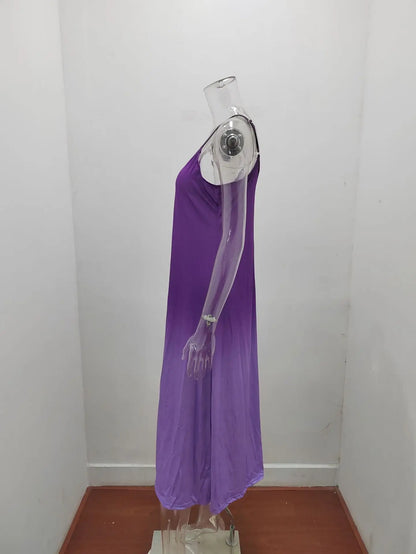 Plus Size 4XL 5XL Women's Summer Casual Loose Strap Dress Sexy Beach Boho Maxi Dress Large Size Long Dresses Female Robe Femme