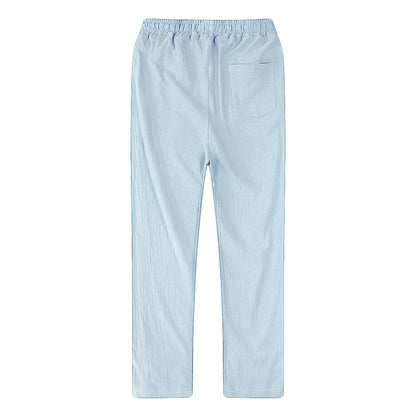 Men's Cotton Linen Pants Male Autumn New Breathable Solid Color Linen Trousers Fitness Streetwear S-3XL