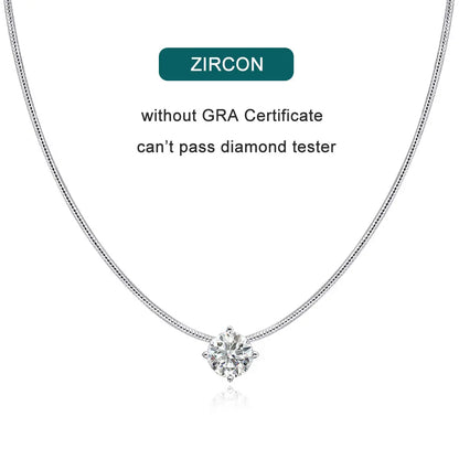 KNOBSPIN D VVS1 Moissanite Pandent Necklace s925 Sterling Silver Plated 18k White Gold GRA Certified Dainty Necklaces for Women