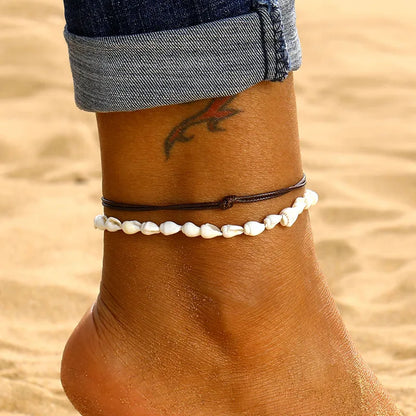 Bohemia Natural Shell Anklets for Women Foot Jewelry Summer Beach Barefoot Bracelet Ankle on Leg Chian Ankle Strap Accessories