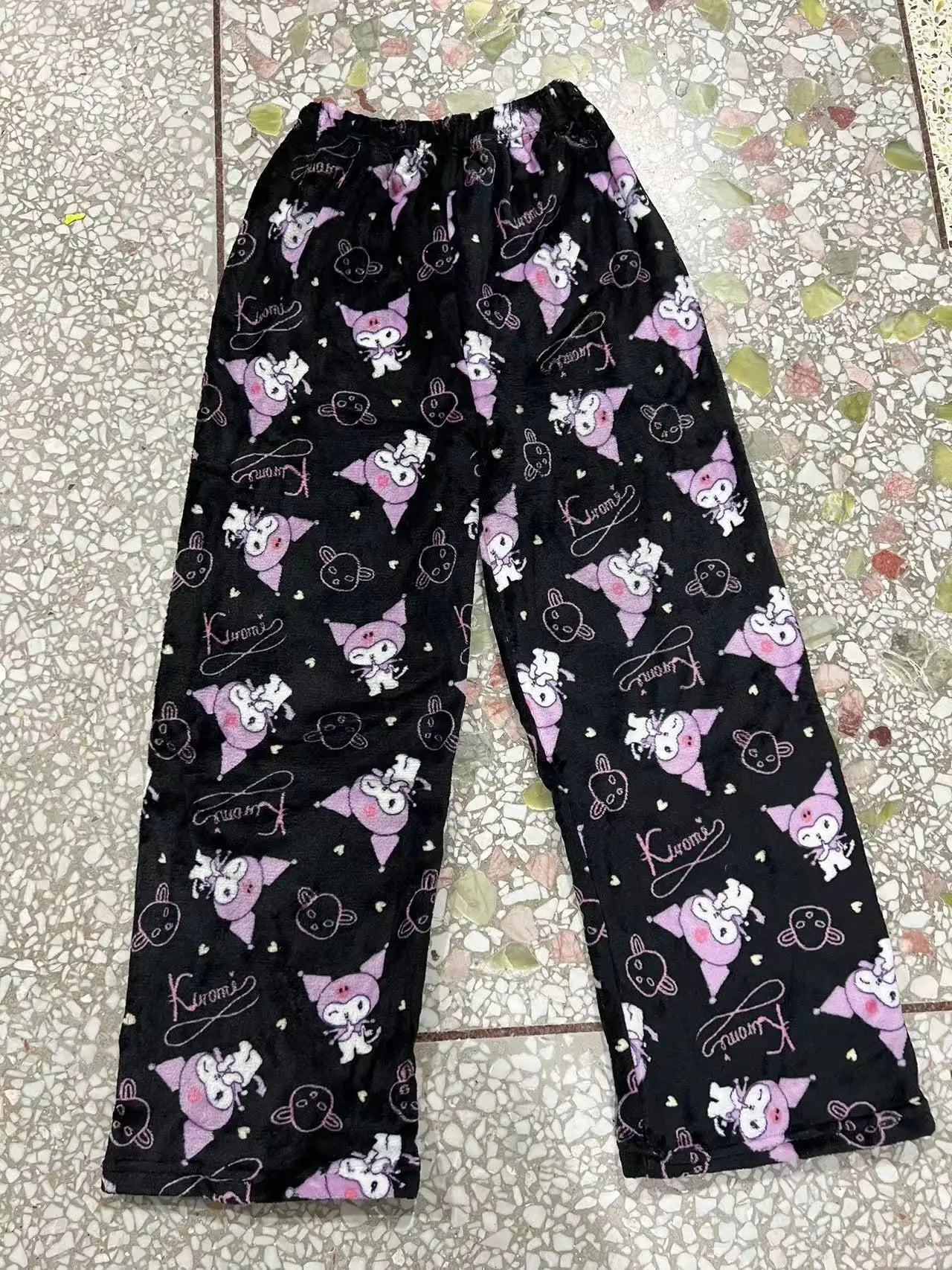 Kawaii Hello Kitty Christmas Velvet Pajamas, Anime and Cartoon Kuromi Autumn and Winter Loose Casual Warm Couple Home Clothes