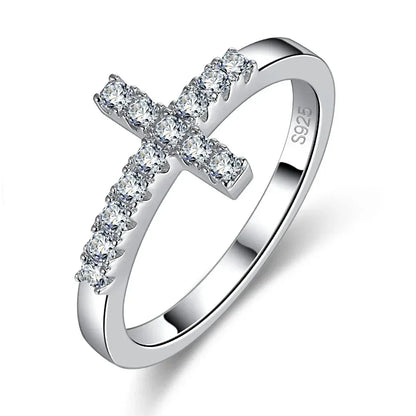 M-JAJA Moissanite Ring Original 925 Sterling Silver 3mm D Color VVS1 Cross Wedding Bands for Women Couple Promise Rings Jewelry