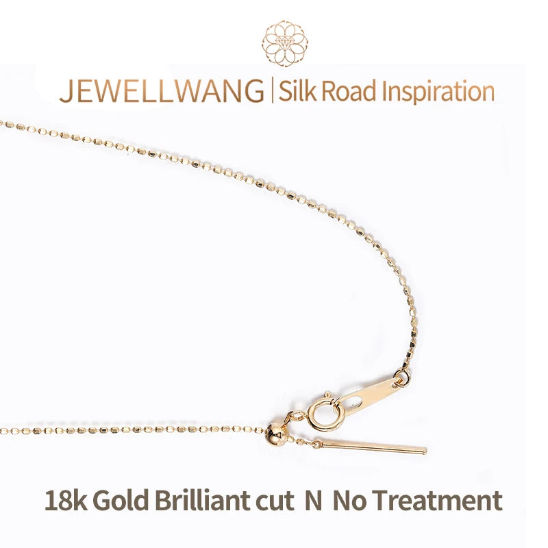 JEWELLWANG 18K Yellow Gold Waterdrop Floating Design Lab-Grown Diamond Pendant Necklace, 0.8 Ct 5-Stone Beaded Synthetic Chain