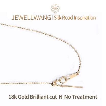 JEWELLWANG 18K Yellow Gold Waterdrop Floating Design Lab-Grown Diamond Pendant Necklace, 0.8 Ct 5-Stone Beaded Synthetic Chain