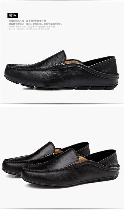 Men Loafers 2024 New Leather Shoes Men‘s Casual Shoes Moccasins Breathable Sneakers Men Driving Shoes Comfort Flats Plus Size 46