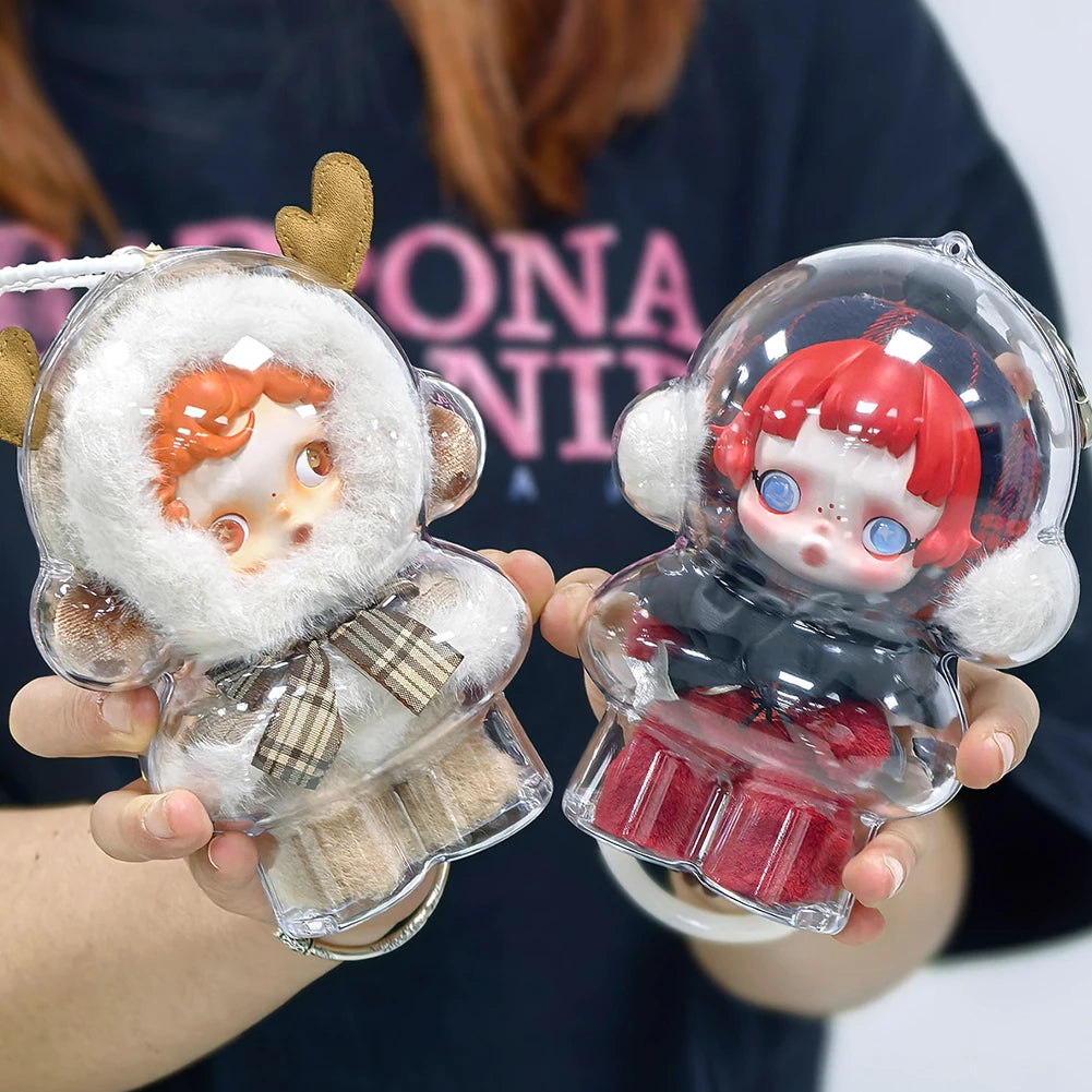 1/2個セット アクリル透明保護ケース ドール用ほこり防止ケース ストラップ付き スカルパンダ冬の動き用 SPドール収納ケース