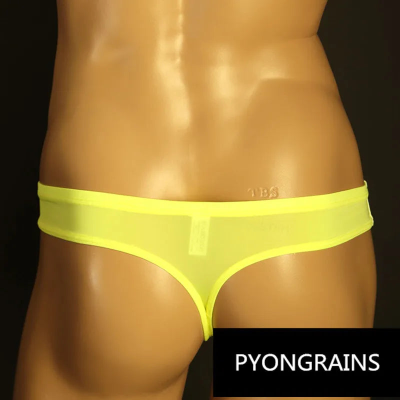 Sexy Men's T Pants Thin Breathable High Elasticity Bikini Ice Silk Men's Thong U Convex Antibacterial jockstrap thongs