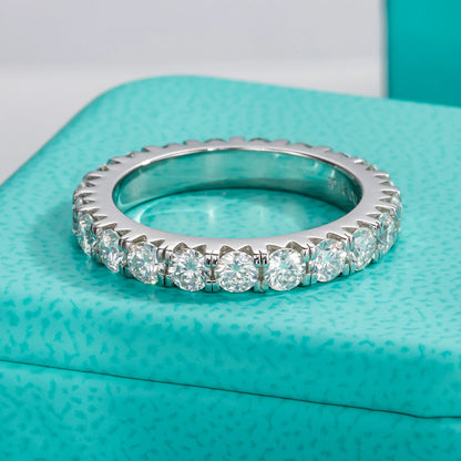 AnuJewel 3mm 2-3ct Dカラー モアサナイト ウェディングバンドリング 925スターリングシルバー エタニティバンド 婚約指輪 レディース用