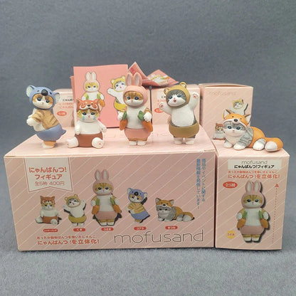 4cm Mofu 猫 サンズ アクションフィギュア コレクションセット 動物ヘッドギア人形 かわいい PVCモデル デスクトップ装飾 工芸品 ギフト おもちゃ