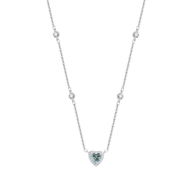 TY 0.8CT モアサナイト 925 スターリングシルバー ネックレス レディース ハートペンダントネックレス Dカラー 輝くファインジュエリー ラボダイヤモンド