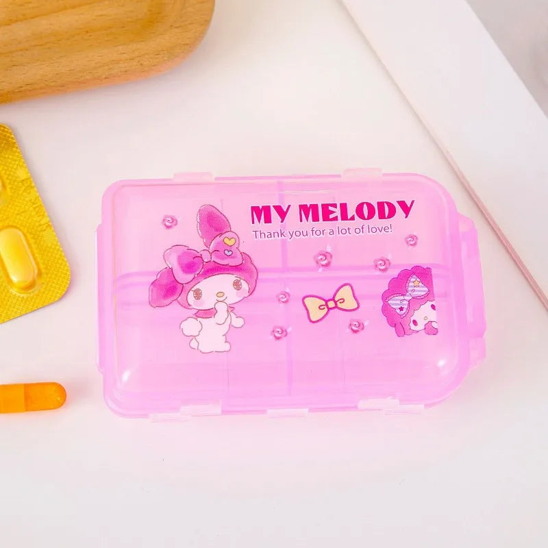 Fashion niche travel mini storage pill box Sanrio cartoon portable portable medicine box medicine sealed dispensing box