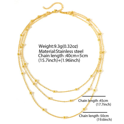 Stainless Steel Necklace New High-end Atmosphere Delicate Beads Multi-Layers Chain Bone Necklace For Women Jewelry Party Gifts