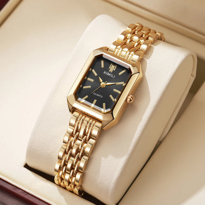 高級レディース腕時計 ファッション 長方形 レディース スチールバンド クォーツ腕時計 Reloj Mujer Relogio Feminino 女の子用時計 ギフト