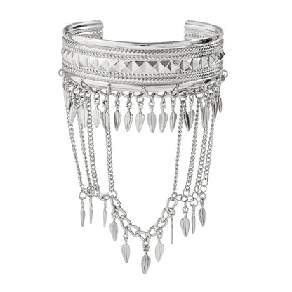 New Trendy Golden Metal Coin Leaf Chain Tassel Upper Arm Bangles Cuff Bracelet Armlet Armband Men Women Jewelry Accessories