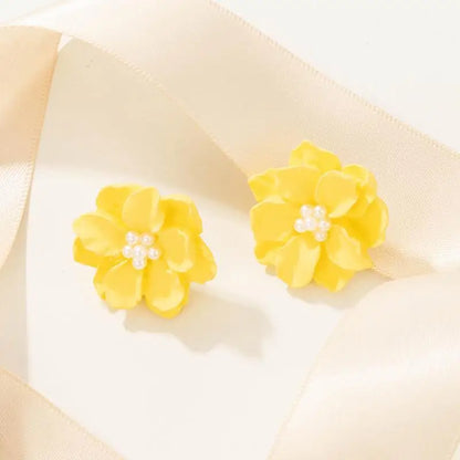 925 Silver Needle Korean Fashion Bowknot Tulip Earrings For Women Jewelry 2025 Trending New Women's White Flower Earrings Brinco