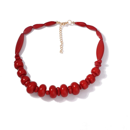 Crossborder sales of Bohemian style double layer wear resin coral necklace women's fashion personality plant red goth halloween