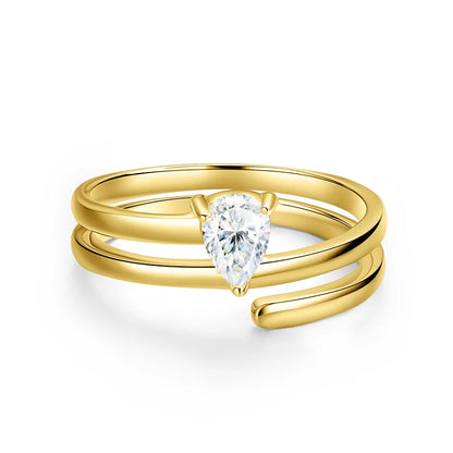Smyoue認定 0.5CT 本物モアサナイト ソリティアリング レディース用 スターリングシルバー925 18Kメッキ ラボダイヤモンド 女性用テイルリング