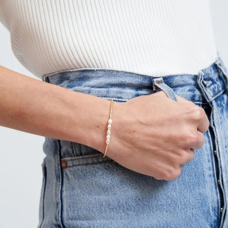KKBEAD Natural Pearl Bracelets for Women Gift Gold Color Miyuki Beads Dainty Bracelet Simple Thin Pulseras Femme Fashion Jewelry