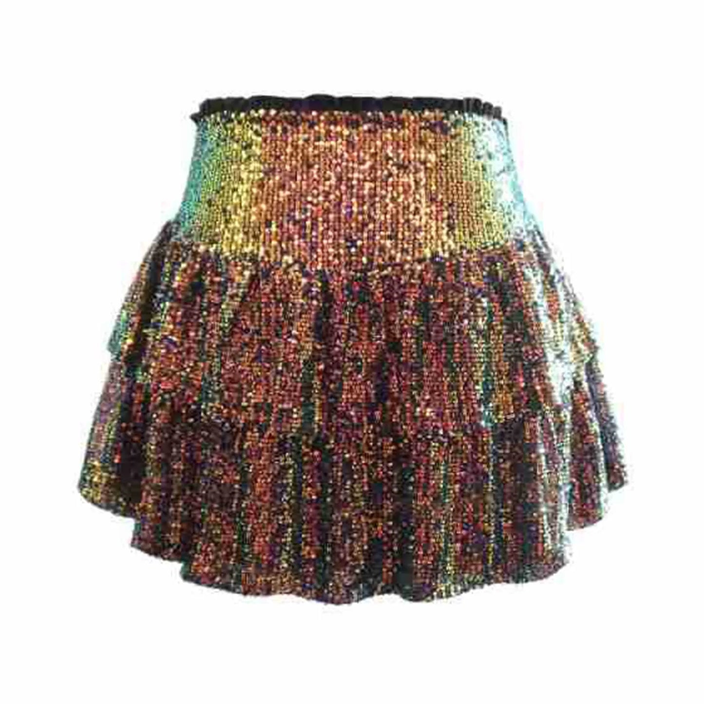 2024 Fashion Party Evening Clothes for Women Summer Sexy Elastic High Waist Sequin Mini Pleated Skirts Streetwear Short Dress
