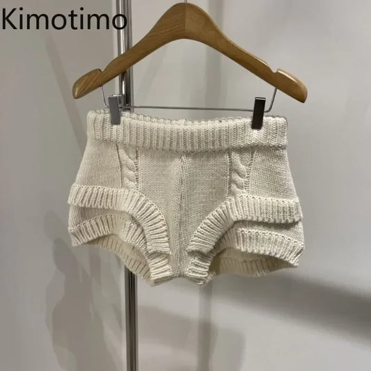 Kimotimo Hot Sexy Knit Shorts Women Korean Fashion Casual Outerwear Sheath Mini Pants 2025 Spring Solid Versatile Y2k Streetwear