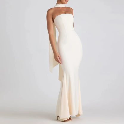 Mia Muse Dresses Spring Summer Elegant Decent Skinny Fit Sleeveless Strapless Maxi Evening Formal Shift Dresses For Women