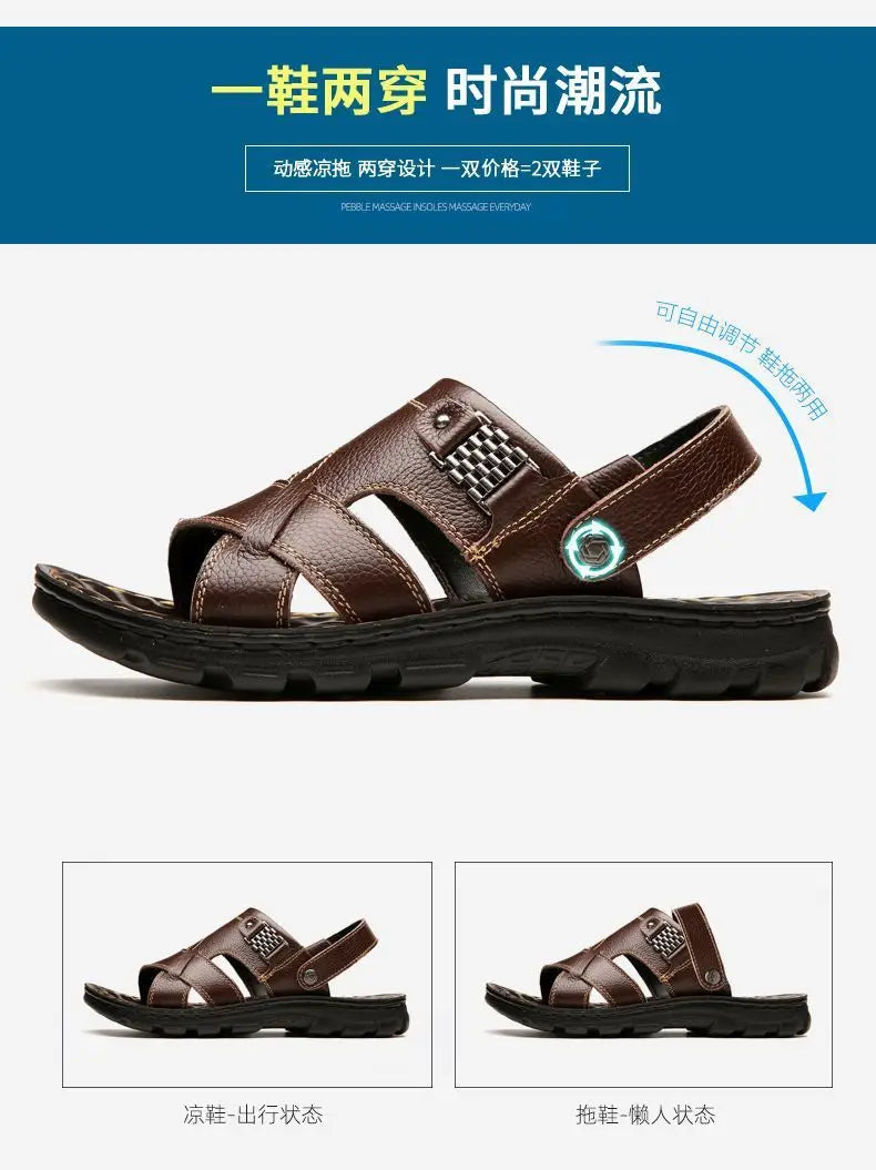 2025 New Men's Sandals for Men's Summer, Dual use for Cooling, Soft soled Exterior, Middle aged, Dad's Shoes, Elderly Shoes