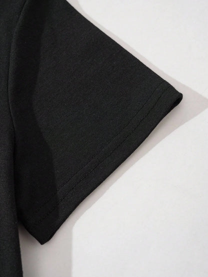 summer Short sleeves black tshirt dress Women's Casual  Graphic TShirt Dress  Short Sleeve Round Neck Loose Fit SpringSummer
