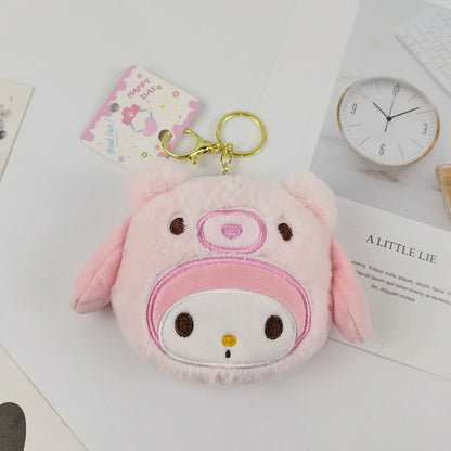 サンリオ Kuromi Melody Cinnamoroll かわいいぬいぐるみコインパース アニメ ポムポムプリン ポチャッコ 学生バッグチャーム 女の子のホリデーギフト