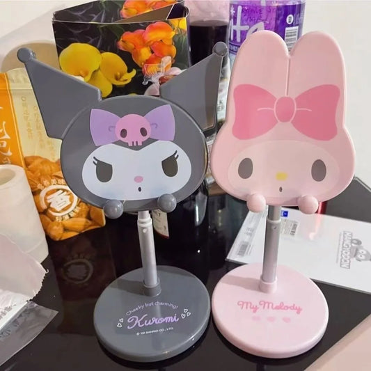 かわいいMy Melody Kuromiスマホスタンド 調節可能なデスクトップホルダー iPhone iPad タブレット用 寝室 観賞用 ホームオフィス Kawaii アニメ
