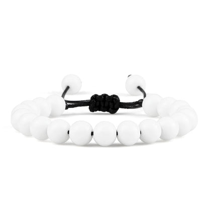 Adjustable Couples Bracelets 8mm Beads Black White Braiding Macrame Lovers Bracelet For Women Men Distance Jewelry Pulseras