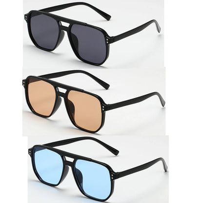Women Men Square Sun Glasses Retro Polygon Sunglasses Female Black Vintage Fashion Ladies Oculos De Sol Double Beam Eyeglasses
