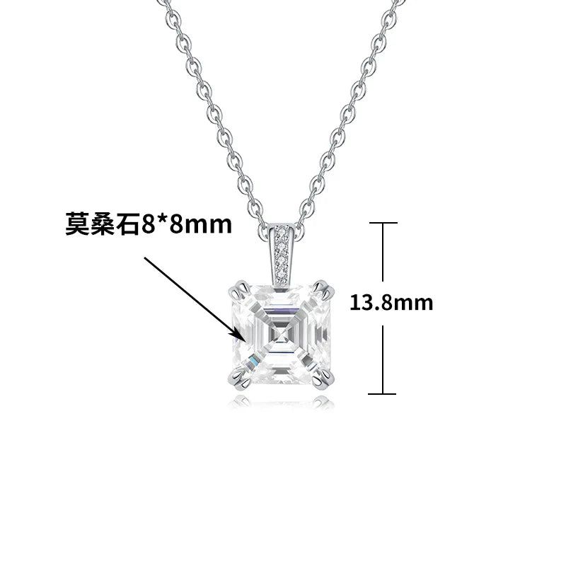 4本爪 100% 925スターリングシルバー 本物 3カラット アッシャー モアサナイト ペンダントネックレス レディース キラキラ パーティー ファインジュエリー ギフト