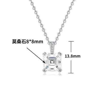 4本爪 100% 925スターリングシルバー 本物 3カラット アッシャー モアサナイト ペンダントネックレス レディース キラキラ パーティー ファインジュエリー ギフト