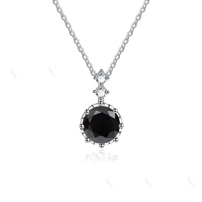Tezzc 1ct 6.5mm Moissanite Necklace for Women Classic 925 Sterling Silver Sparkling Lab Diamond Pendant Wedding Jewelry
