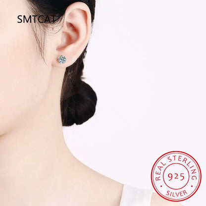 Certified 2ct D Color Moissanite Studs Earrings for Women White Gold S925 Sterling Silver Brilliant Lab Diamond Earring