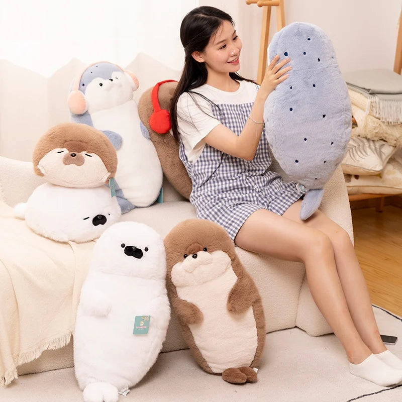 高品質 本物 かわいい 漫画 海の生き物 カワウソ ぬいぐるみ 枕 ヘッドセット ブルーシール カワウソ ぬいぐるみ 誕生日プレゼント