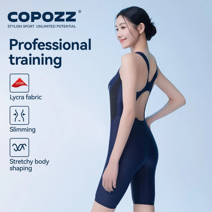COPOZZ レディース ワンピース水着 無地 ノースリーブ くり抜き Vネック 夏 女性用 水泳 スポーツ 大人用 スリム 水着 ビーチ