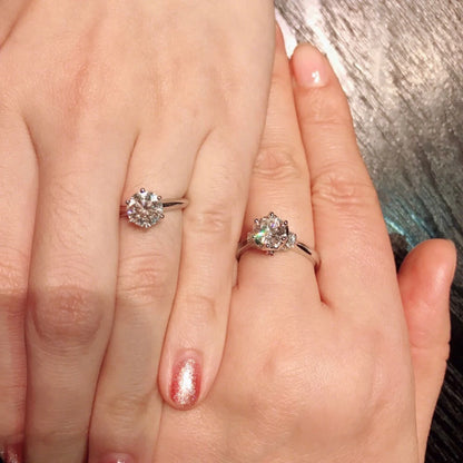 クラシック S 925 スターリングシルバー 高品質モアサナイトダイヤモンド レディース婚約指輪・結婚指輪。GRA証明書付き