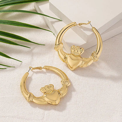 New Style Gold Color Heart Hoop Earring Women Girls Gifts Simple Fashion Ear Jewelry Accessories Party Gift