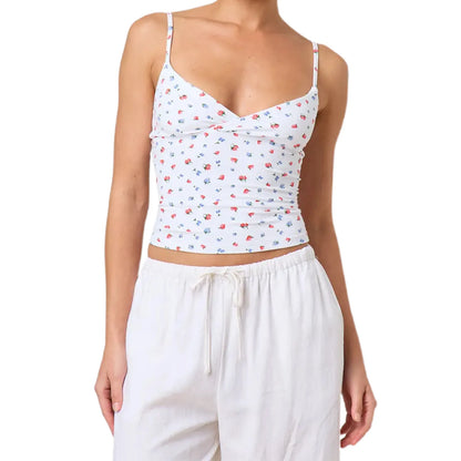 Y2k Clothes Women's Summer Cropped Cami Tops Sleeveless Open Back V Neck Solid Color Slim Fit Tank Tops
