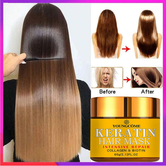 ヘアリペア ヘアマスク ビオチン コラーゲン ケラチン トリートメント ヘアコンディショナー ヘアエッセンシャルオイル 乾燥・ダメージヘアに栄養を与える