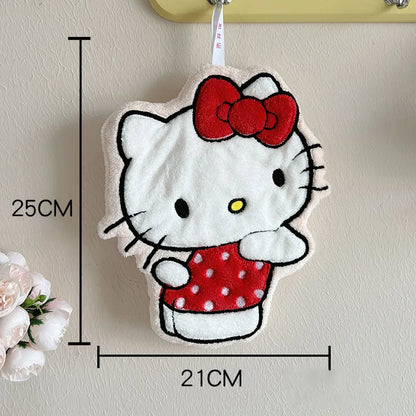 Hello Kitty Coral Fleece Hand Towel Melody Pom Pom Purin Quick Drying Water Absorbent Soft Bathroom Kitchen Towel KidGift