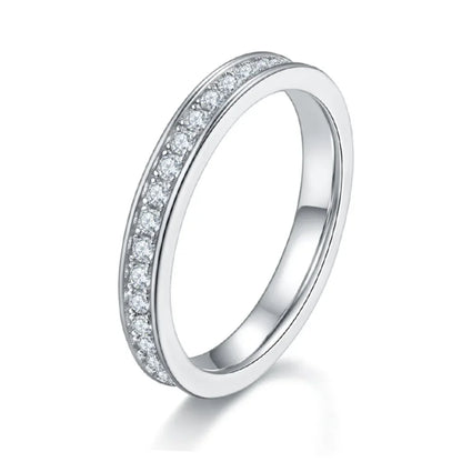 1.5mm Full Moissanite Rings for Women Eternity Wedding Band S925 Sterling Silver D Color Channel Set Lab Diamond Fine Jewelry
