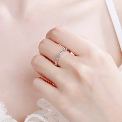 NeeTim Moissanite Ring 925 Sterling Silver with White Gold Plated Lab Diamond Eternity Band Engagement Wedding Rings for Women