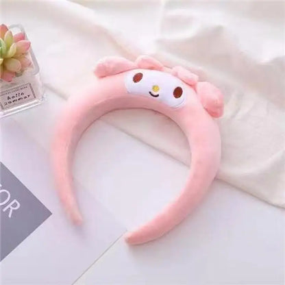 1pc Kawaii Stich Funny Headband Kuromi Melody Cinnamoroll Cute Cartoon Plush Hair Accessories for Girl Women Wash Face Hair Band