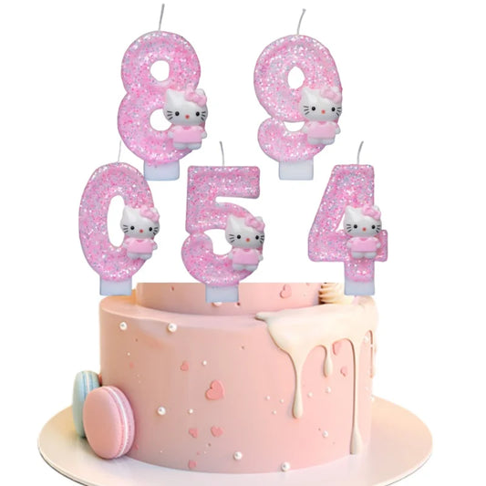Sanrio Cute Hello Kitty Fun Digital Candles Creative Kawaii  Cartoon Pattern Party Decoration Supplies Birthday Cake Accessories
