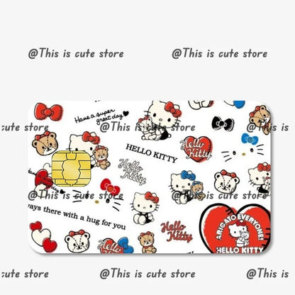 Sanrios Hello Kittys Kuromi Credit Card Skin Stickers for Bank Card Bus Anime Rilakkuma Metro Card Sticker Waterproof Girls Gift
