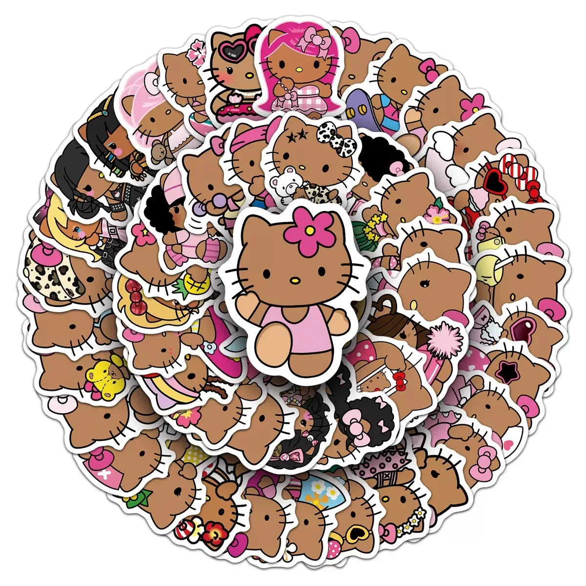10/50枚 漫画 かわいい ブラック スキン ハローキティ ステッカー かわいい グラフィティ 装飾 荷物 ノート 防水 デカール 子供 ギフト おもちゃ
